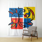 Grappige Axolotl Piet Mondrian Abstracte Kunst Pat Wandkleed (In situ)