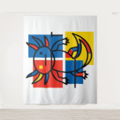 Grappige Axolotl Piet Mondrian Abstracte Kunst Pat Wandkleed (Voorkant)