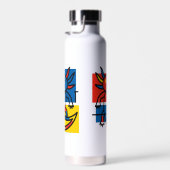 Grappige Axolotl Piet Mondrian Abstracte Kunst Pat Waterfles (Rechts)