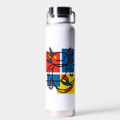 Grappige Axolotl Piet Mondrian Abstracte Kunst Pat Waterfles (Achterkant)