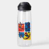 Grappige Axolotl Piet Mondrian Abstracte Kunst Pat Waterfles (Achterkant)