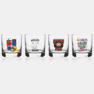 Grappige Axolotl Piet Mondrian Abstracte Kunst Pat Whisky Glas
