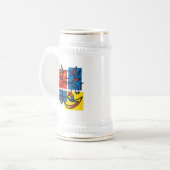Grappige Axolotl Piet Mondrian Abstracte Kunstpatr Bierpul (Voorkant links)