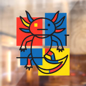 Grappige Axolotl Piet Mondrian Abstracte Kunstpatr Raamsticker (Vel 2)