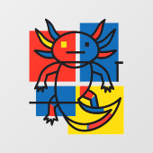 Grappige Axolotl Piet Mondrian Abstracte Kunstpatr Raamsticker (Vel)