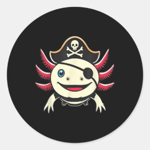 Grappige Axolotl Pirate Schattige Halloween Kostuu Ronde Sticker