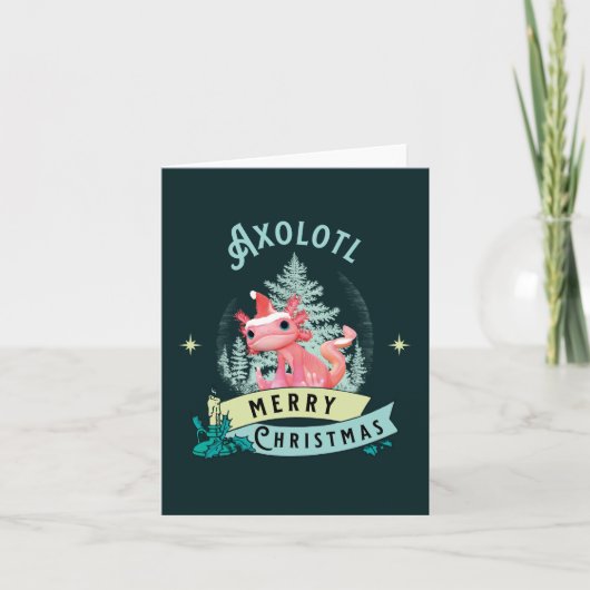 Grappige Axolotl Prettig Kerstfeest Feestdagen Kaart (Voorkant)
