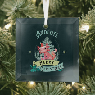 Grappige Axolotl Prettig Kerstfeest Glas Ornament