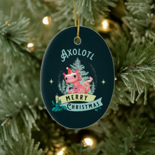 Grappige Axolotl Prettig Kerstfeest Keramisch Ornament