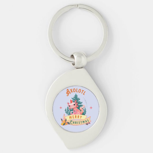 Grappige Axolotl Prettig Kerstfeest Sleutelhanger (Voorkant)