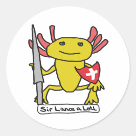 Grappige Axolotl Ridder Ronde Sticker