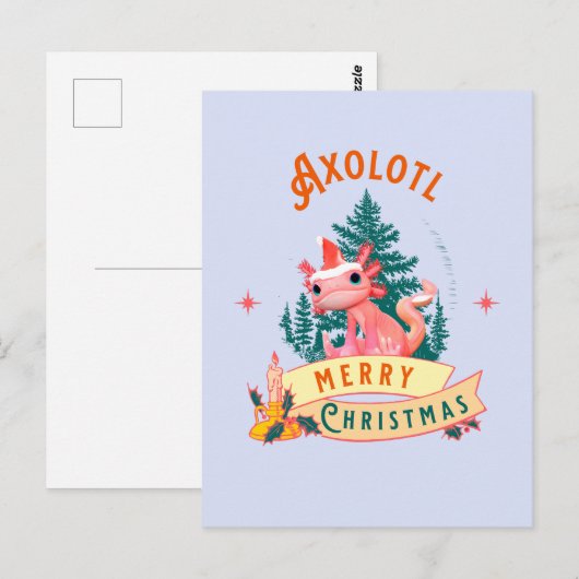 Grappige Axolotl Vrolijk Kerstfeest Briefkaart (Voorkant / Achterkant)