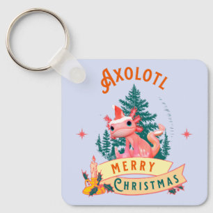 Grappige Axolotl Vrolijk Kerstfeest Sleutelhanger