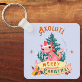 Grappige Axolotl Vrolijk Kerstfeest Sleutelhanger (Voorkant)