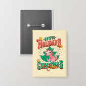 Grappige Axolotl Vrolijke Feestdagen Kerst Groet Button (Voorkant / Achterkant)