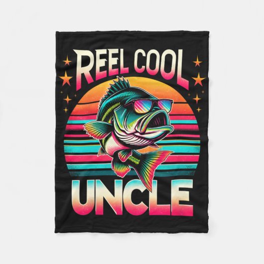 Grappige B Vis Oom Reel Cool Oom Vaderdag Fleece Deken (Voorkant)
