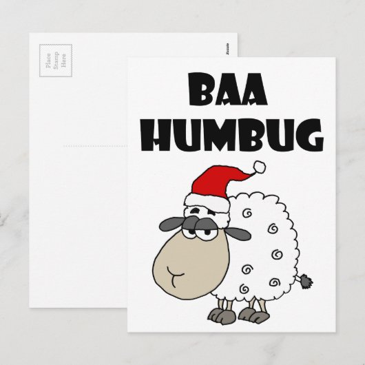 Grappige Baa Humbug Kerst Cartoon Feestdagenkaart (Voorkant / Achterkant)