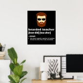 Grappige Baard Leraar Waardering Gift Poster (Thuiskantoor)