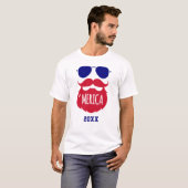 Grappige baard 'Merica Patriotic T-shirt (Voorkant volledig)