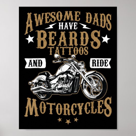 Grappige baard Shirt Geweldige vaders baard Tattoo Poster (Voorkant)