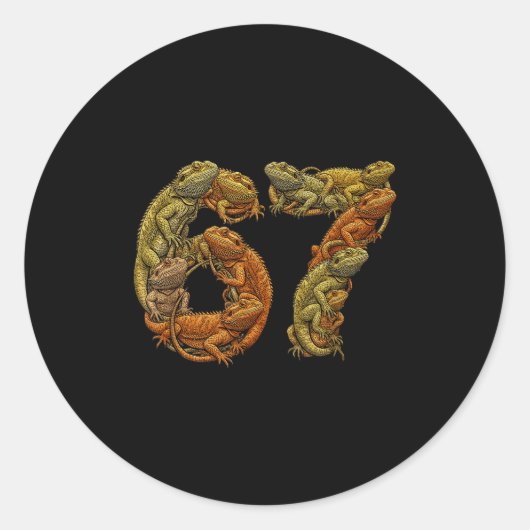 Grappige Baardagaam 6 7 Meme Zes Zeven Beardzilla Ronde Sticker (Voorkant)