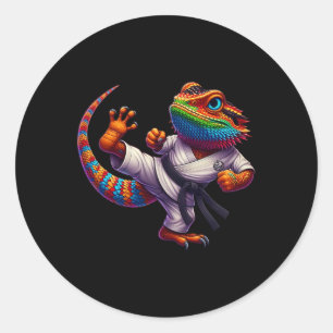 Grappige baardagaam High Kick Karate Samurai Ninj Ronde Sticker