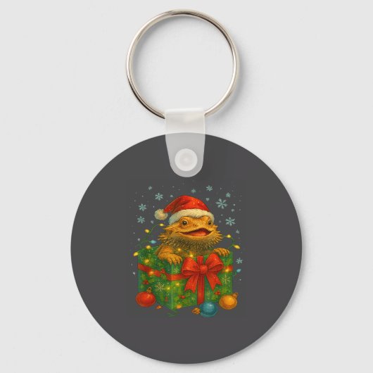 Grappige Baardagamen Kerstman Kerstboom Lichtjes Sleutelhanger (Voorkant)
