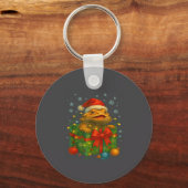 Grappige Baardagamen Kerstman Kerstboom Lichtjes Sleutelhanger (Voorkant)
