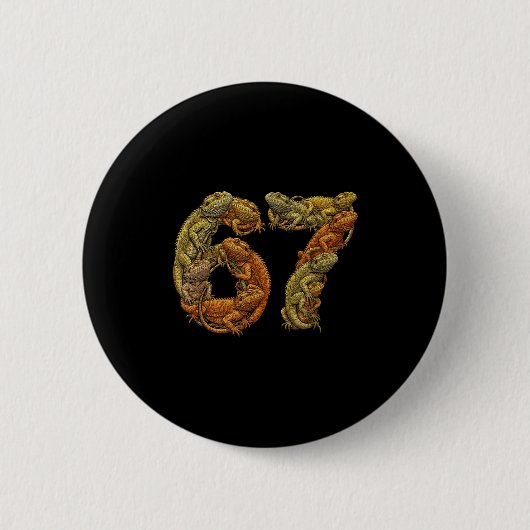 Grappige Baarddragon 6 7 Meme Zes Zeven Beardzilla Ronde Button 5,7 Cm (Voorkant)