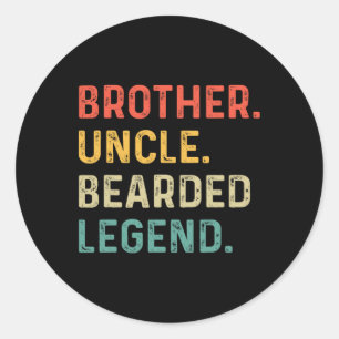 Grappige Baardige Broer Oom Baard Legende Vintage Ronde Sticker