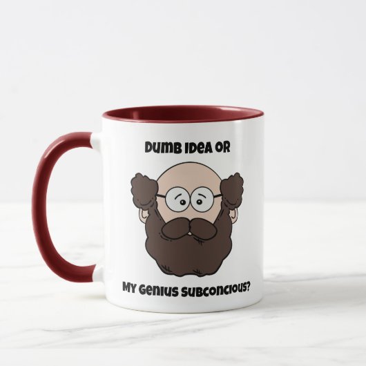 Grappige baardprofessor Cartoon, geniaal of dom Mok (Links)