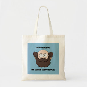 Grappige baardprofessor Cartoon, geniaal of dom Tote Bag