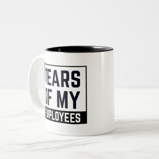 grappige baas cadeau, Tears of My Employees HR Bos Tweekleurige Koffiemok (Voorkant links)