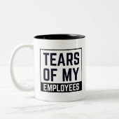 grappige baas cadeau, Tears of My Employees HR Bos Tweekleurige Koffiemok (Links)