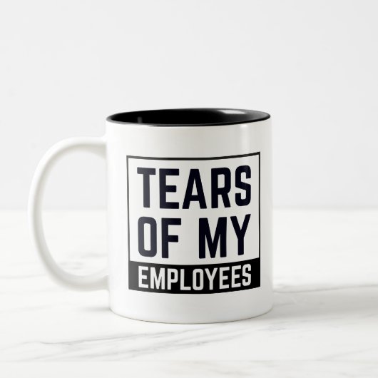 grappige baas cadeau, Tears of My Employees HR Bos Tweekleurige Koffiemok (Links)