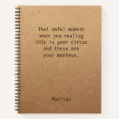 Grappige Baas Circus Apen Gepersonaliseerde Kantoo Notitieboek (Voorkant)