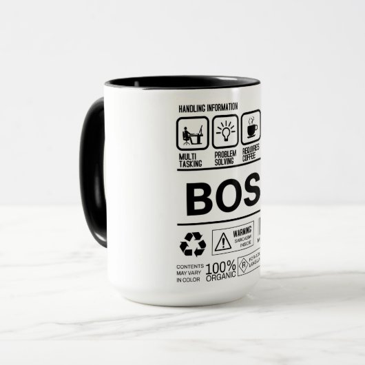 Grappige baas Handling Informatie Mok (Voorkant links)