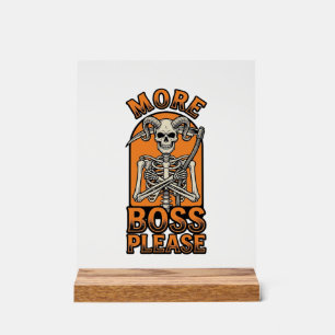 Grappige Baas Skelet Vintage Halloween T-shirt_1 Acryl Bord