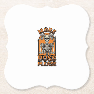 Grappige Baas Skelet Vintage Halloween T-shirt_1 Kartonnen Onderzetters