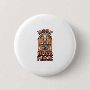 Grappige Baas Skelet Vintage Halloween T-shirt_1 Ronde Button 5,7 Cm
