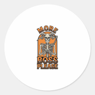 Grappige Baas Skelet Vintage Halloween T-shirt_1 Ronde Sticker