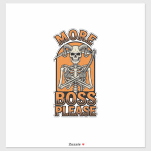 Grappige Baas Skelet Vintage Halloween T-shirt_1 Sticker