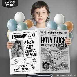 Grappige Baby-aankondiging Holy Duck-krant Kaart