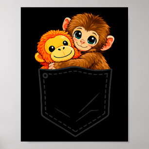 Grappige baby aap slaat en ora-mama zakmannen poster