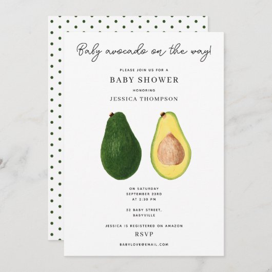 Grappige Baby Avocado op de Weg Baby shower Kaart (Voorkant / Achterkant)