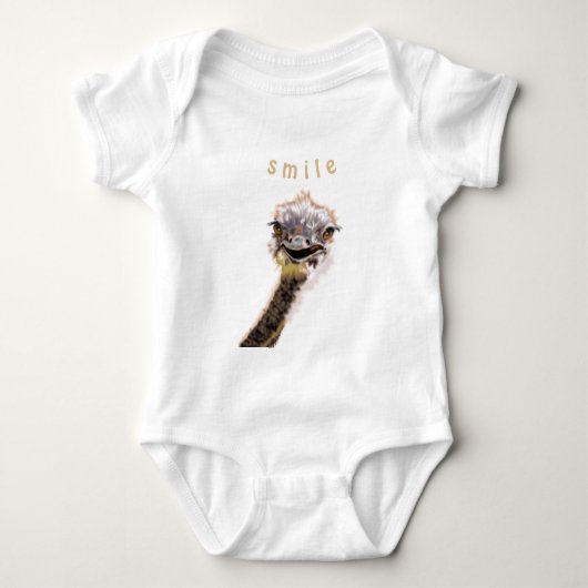 Grappige Baby Bodysuit met Speelse struisvogel - S (Voorkant)
