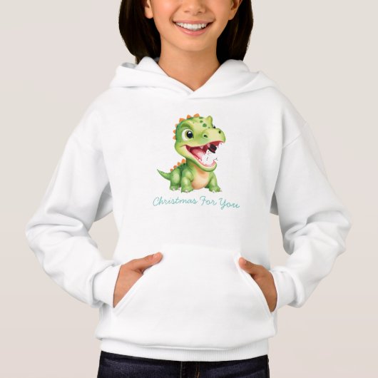 Grappige baby Dinosaur eten sneeuwman kerstfeest (Voorkant)