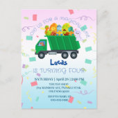 Grappige baby dinosaurus vuilniswagen Verjaardag N Briefkaart (Voorkant)