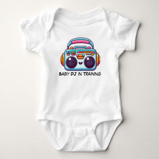 Grappige Baby DJ in Training Bodysuit (Voorkant)
