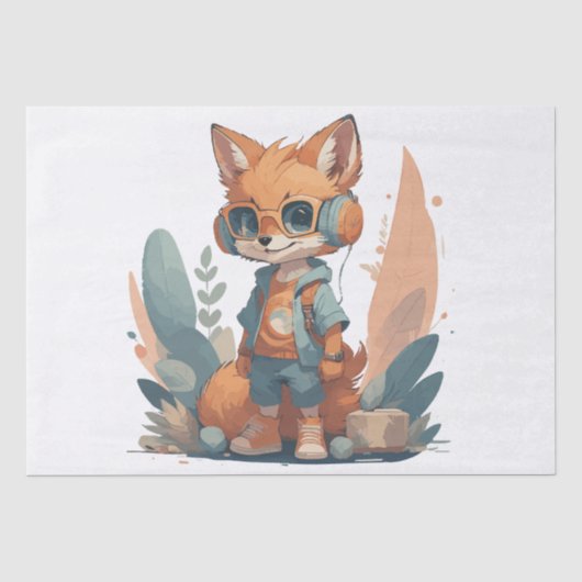 Grappige baby fox hoofdtelefoon tissuepapier (Voorkant)
